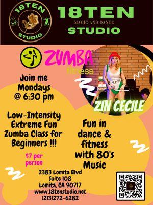 Zumba for Beginners. I will teach you the steps then we will dance and have fun. Low intensity extreme fun!