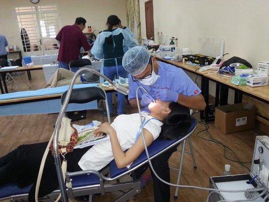 Temporary free dental clinic in Cambodia