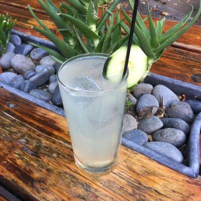 White Linen on the patio picnic table