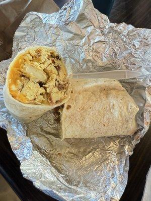 Egg, Potato, Bacon and Cheese Burrito