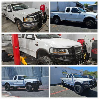 Before and after.  We brought clients grandfathers truck back to life!!  Let us help you with your project, you've been putting off