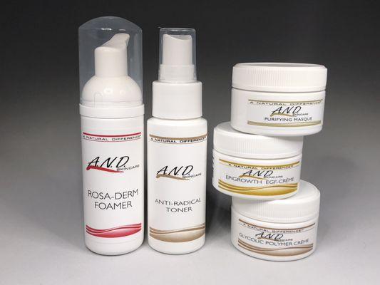 We are using natural A.N.D products in our facials. This is a best seller Glycolic Polymer Kit.