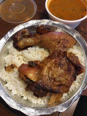 Baked Chicken with rice and beans and maduros