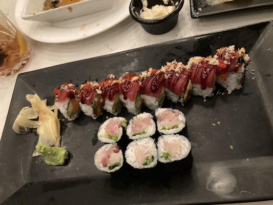 Freehold roll and yellowtail/scallion roll