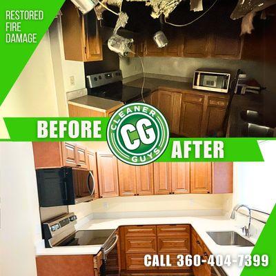 A house fire that was cleaned up and completely restored by Cleaner Guys!