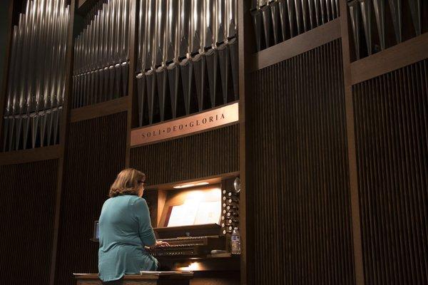 Our organist Floy Berentsen playing our magnificent Martin Ott Organ.