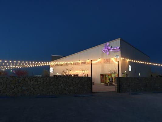 The beautifully lit porch at LIFEchurch, 1580 Joe Battle Blvd., El Paso, TX