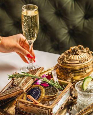 Luxury in every bite: caviar and champagne.