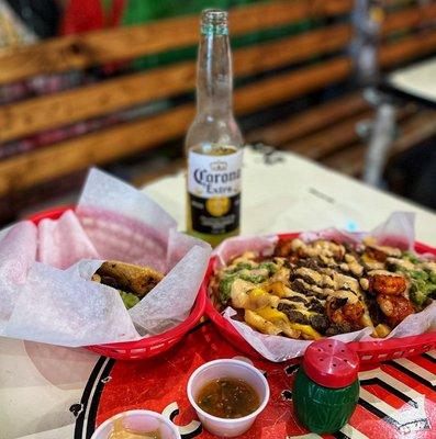 CARNE ASADA TACO and the MAR Y TIERRA FRIES