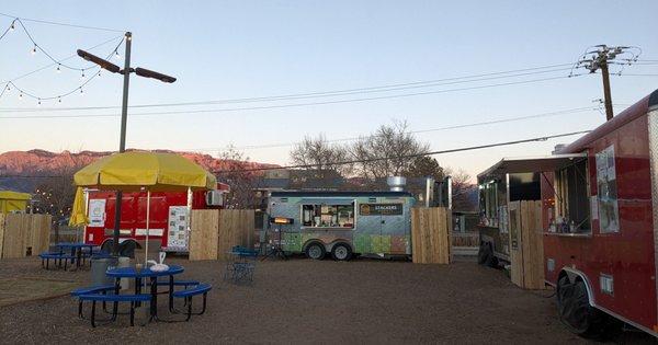 Stopped at Pacific Rim food Park and got some vegetarian Vietnamese food at sunset on a chilly winter night.