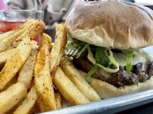 Burger with Seasoned Fries