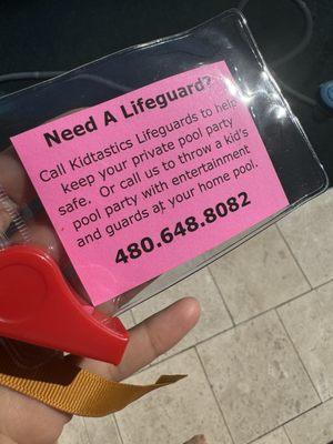 contact info to hire a lifeguard for kids pool parties