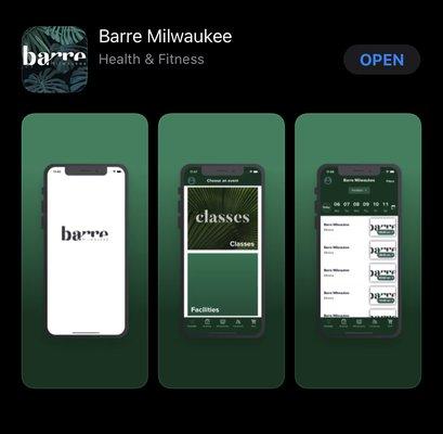 Download the Barre Milwaukee APP to sign up