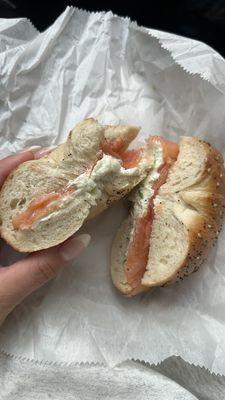 Everything bagel with scallion cream cheese & nova lox