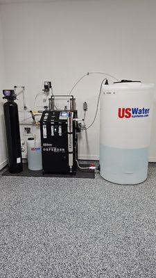 Whole House Reverse Osmosis (RO) water purification system from municipal water application with ultraviolet (UV) disinfection.