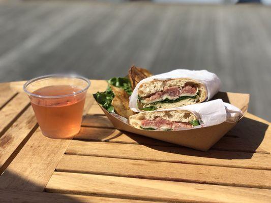 Toscana sandwich and rosé.