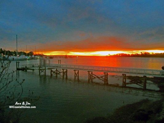 Fiery ocean sunrise over the Atlantic near Portsmouth NH and Wentworth By The Sea Marina