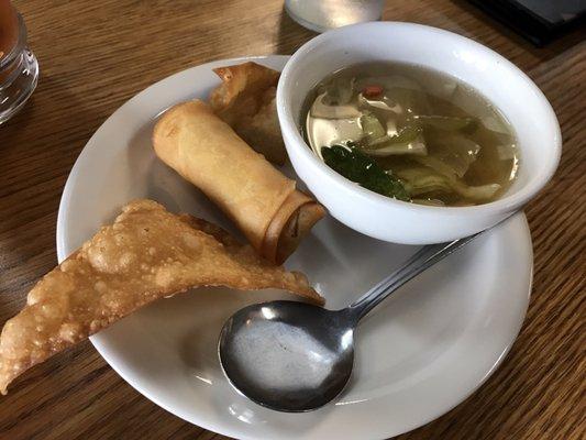 Cabbage soup with fried egg roll