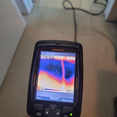 Thermal imaging showing water flood caused by #broken water line #plumbing on #wetcarpet