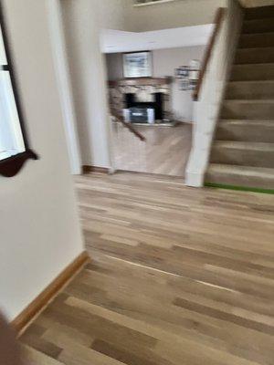 Hallway with view into family room