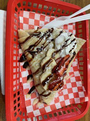 Crepes with Nutella, strawberry and banana