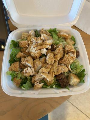 Fried chicken caesar salad