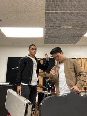 Myself (left) and singer/songwriter Jason Lum (right) at the end of our session. (just messing around )