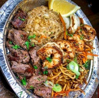 Filet Mignon and Grilled Shrimp Bowl.