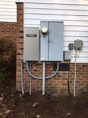 100 amp 16 circuit automatic transfer switch installed and connected to main house panel