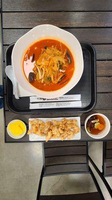 C1 Jjampong Combo - Spicy Seafood Noodle Soup & Fried Pork w/ Sweet Sauce  ($23.99)  01-10-2024