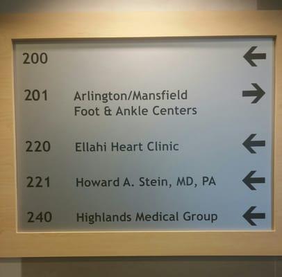 Located inside of the big building, The Texas Clinic At Arlington.  Behind Arlington Highlands