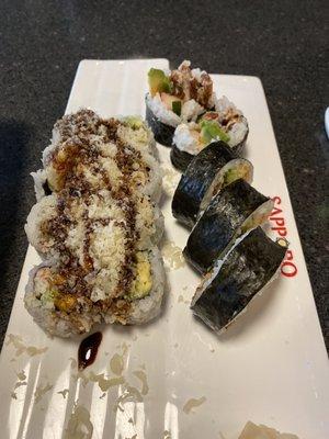 Lunch Special. Choice of two rolls $12. (Crunchy and Spider roll)