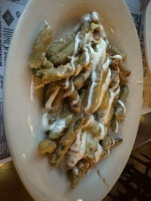 Loaded fried green beans (without bacon)