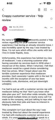 Here is a picture of the sent email that I never got a response from as proof of their shitty customer experience.