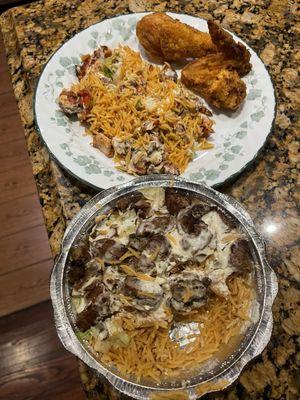 Fried chicken, Lamb over rice, Chicken over rice