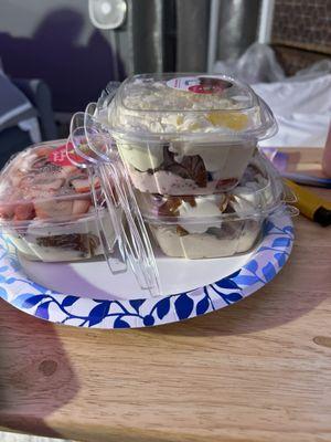 Sampler pack of strawberry shortcake, pineapple strawberry and peanut butter and banana cake