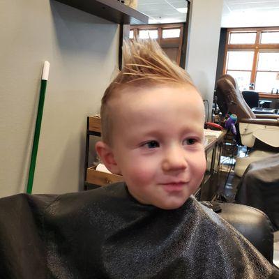 Fantastic hair cut for this young man! Thank you Krystina Osborn.