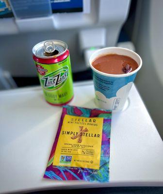 The goodies on board from Cali to Seattle - their Bloody Mary mix was awful - tasted like ketchup mixed with water :P