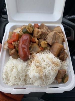 Pork adobo. And Kung pao combo.