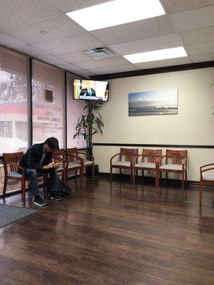 Clean and well lit waiting room. Always a pleasure coming here to renew my medical certificate.