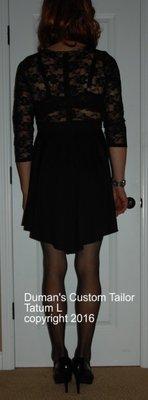 Rear Black Lace Top Dress - waist taken in and sleeves hemmed to 3/4 at Duman's