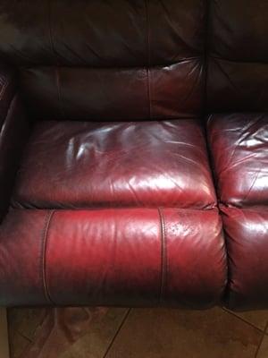 Brown couch turned to pink.