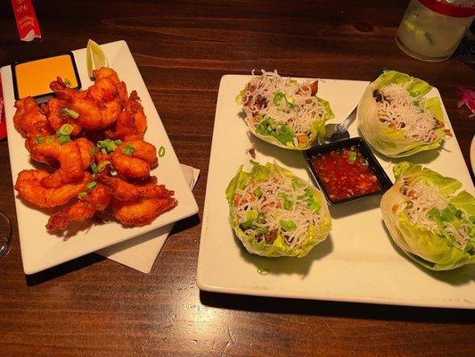 Lettuce wraps and sriracha shrimp (shrimp were delish)