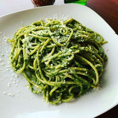 Spaghetti with Fresh Basil Pasto