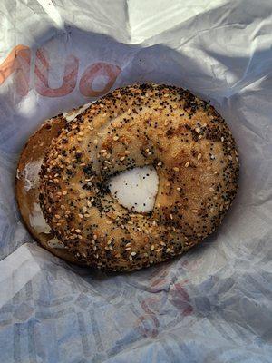 Everything Bagel with cream cheese