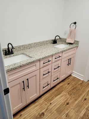 Cabinets Painted in Behr Iced Cherry