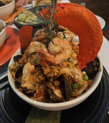 Seafood paella