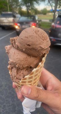 Regular chocolate on waffle cone