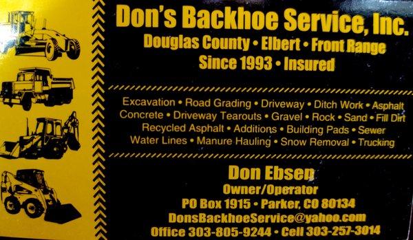 Don's Backhoe Services