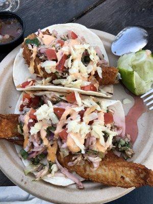 Fried walleye tacos. The filling of which was the only highlight